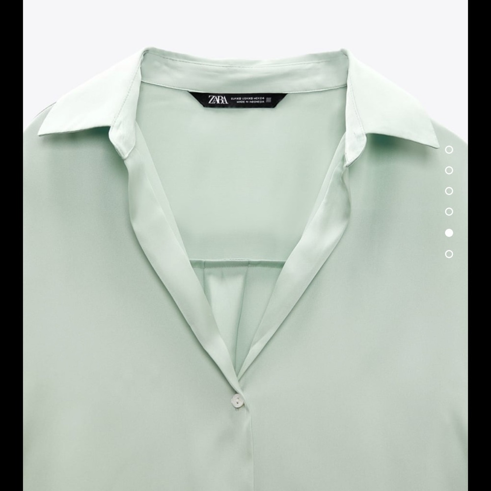 Zara Satin Effect Basic Shirt Light Green - image 5